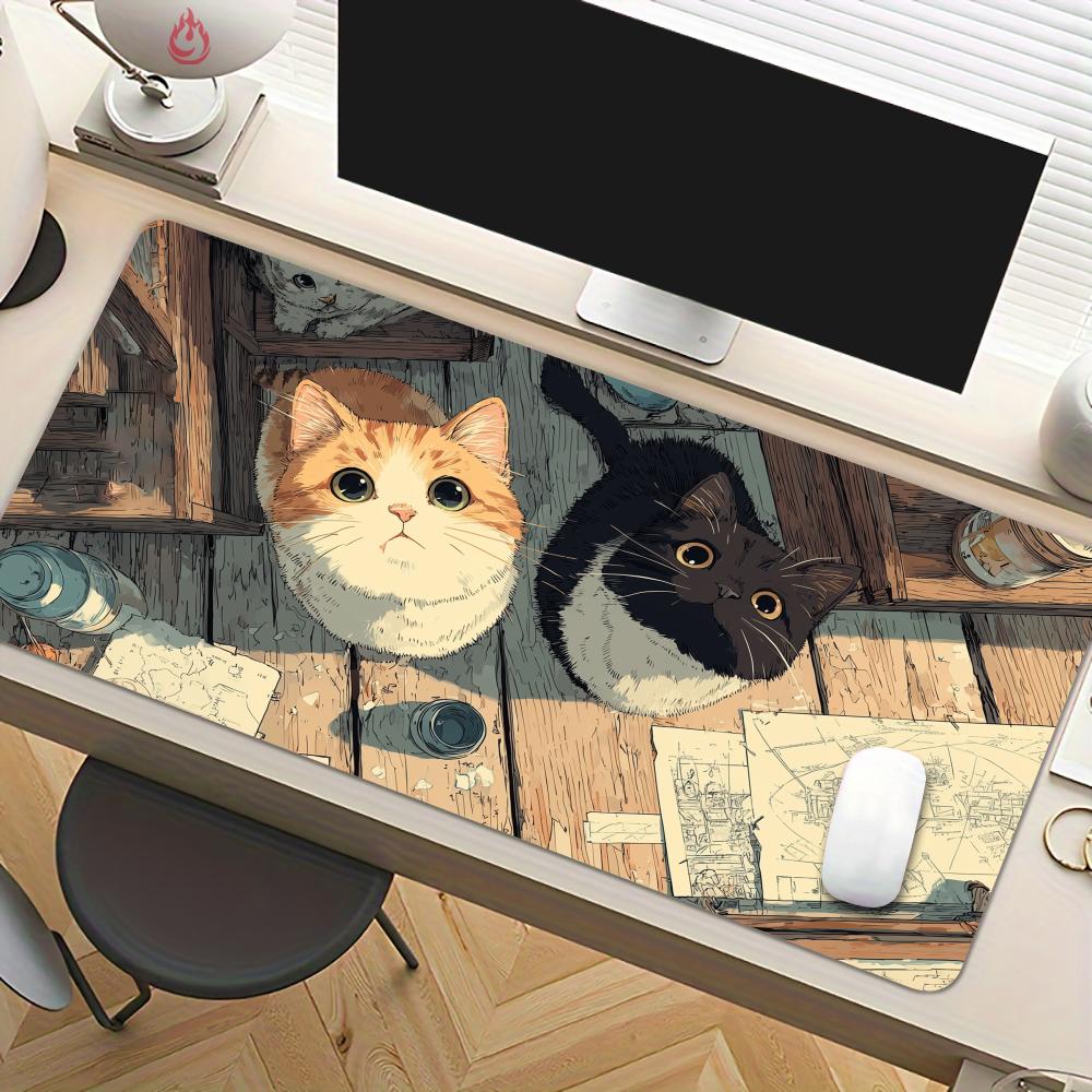 Play Mat Neoprene - Cute Cat Illustration Design Large Mouse