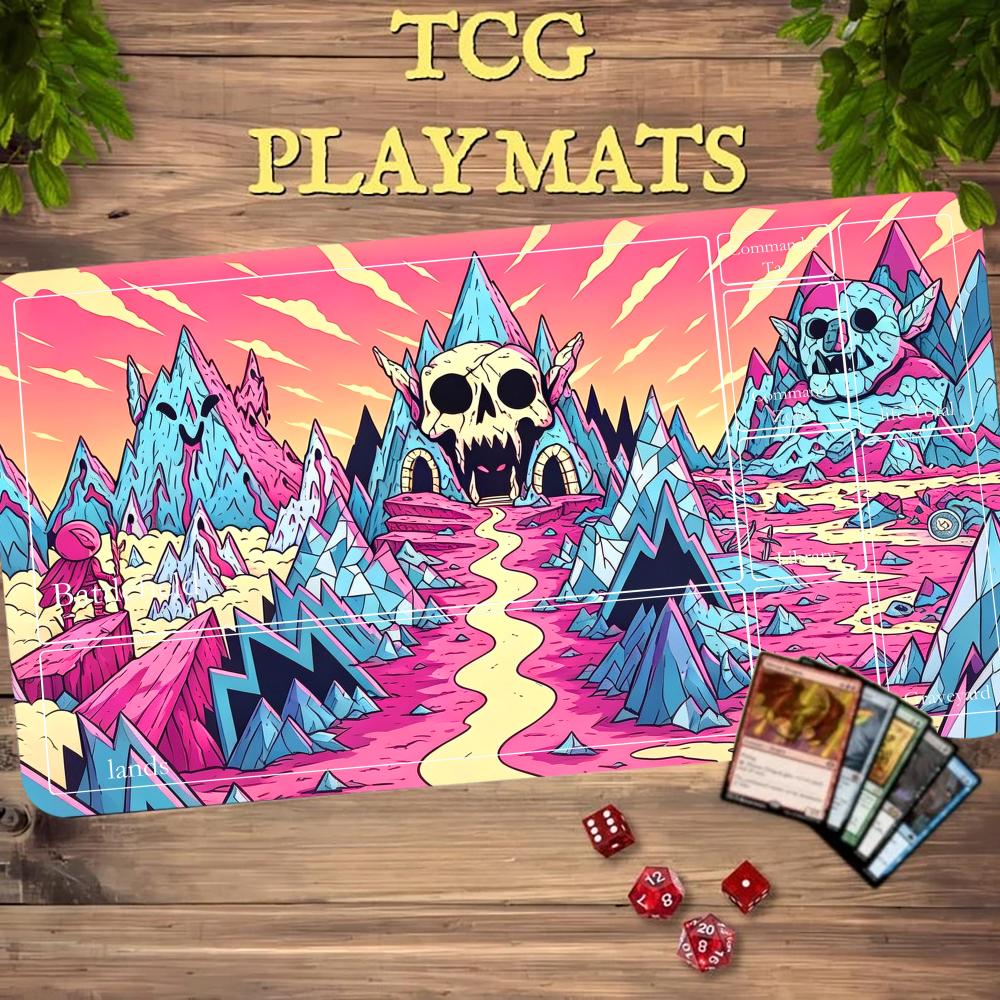 Play Mat Neoprene - Cartoon Pink Skull Mountain TCG Playmat